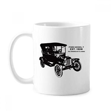 Imagem de Caneca preta clássica de carros com padrão mecânico cerâmica cerâmica xícara de café louça