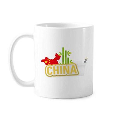 Imagem de China Map Bamboo Yellow China Town Caneca cerâmica café porcelana xícara de café louça