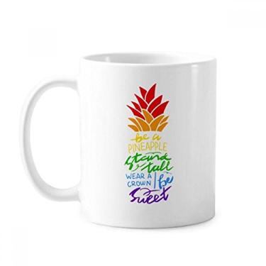 Imagem de Abacaxi LGBT Bandeira do Arco-Íris Caneca Cerâmica Cerâmica Xícara de Café Porcelana Louça