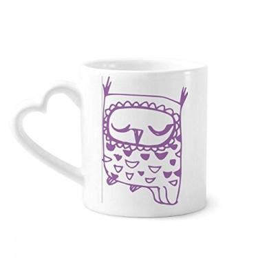 Imagem de Caneca de animal de estimação de pássaro com olhos fechados de desenho animado caneca de café cerâmica copo de coração de