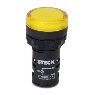 Imagem de Sinalizador Led Max Botton 22,5mm 110vac Cod. Slds1103 Amarelo-Steck