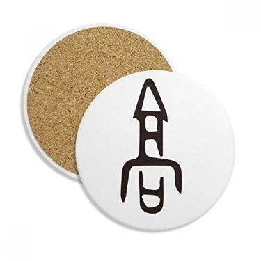 Imagem de Inscrição óssea com sobrenome chinês personagem Gao porta-copos Caneca de proteção de mesa Pedra absorvente