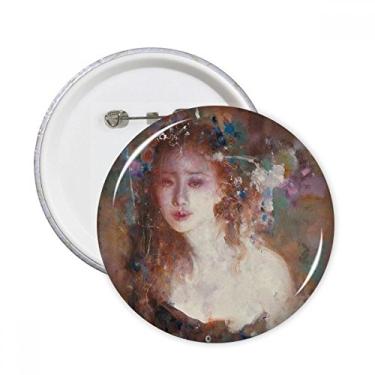 Imagem de Flower Beauty XJJ Pintura a óleo Pinos Redondo Emblema Decoração Roupas 5 peças Presente