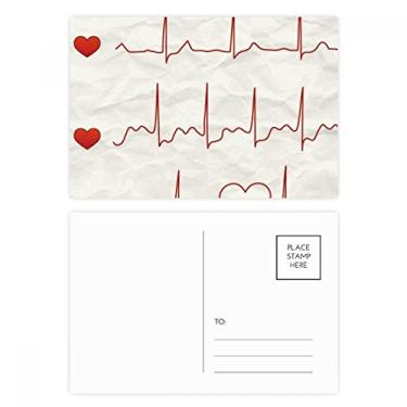 Imagem de Conjunto de cartões postais com design de coração de eletrocardiograma, cartão de felicitações