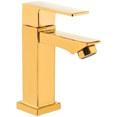 Imagem de Torneira Banheiro Lavabo Pia Luxo 1/4 Volta Aço Inox Acabamento Premium (Dourada)