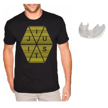 Imagem de Camiseta Jiu Jitsu Camisa MMA 100% Algodão + Protetor Bucal-Unissex