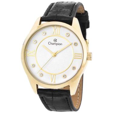 Imagem de Relógio CHAMPION feminino branco dourado couro CN28268B