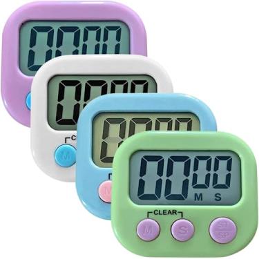 Imagem de Kit com 2 timer temporizador cronometro colorido botões e numeros grandes a pilha CORES SORTIDAS