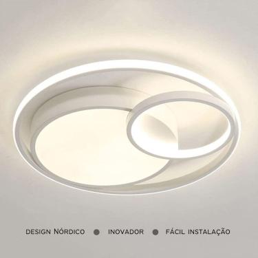 Imagem de Luminária de LED de sobrepor redonda Bivolt 30W 3 em 1 com luz central dupla