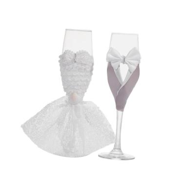 Imagem de Amagogo 2 peças de taças de champanhe para casamento noiva e noivo acessórios de festa em casa ornamento leve criativo óculos de MR, estilo A