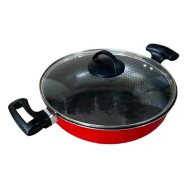 Imagem de Panela Wok Paella Vermelha 26cm Antiaderente Teflon