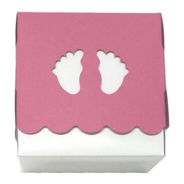 Imagem de 24 Caixa Pezinho Pink (7,5 cm) Pé de Nenem Embalagem para Lembrancinha Chá de Bebê, Chá Revelação, Nascimento