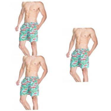 Imagem de Amosfun 3 Pecas shorts de praia masculino shorts de verão para homens trajes de banho shorts masculinos shorts de verão masculino homem terno de praia impressão calção calça de praia cara