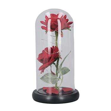 Imagem de A Bela E A Fera Rosa Flor Artificial Presente De Rosa Vermelha, Conjunto De 2 Luzes Decorativas Elétricas LED Rosa De Vidro, Presente De Rosa Eterna - Rosas LED De Vidro Romântico Para Aniversário E D