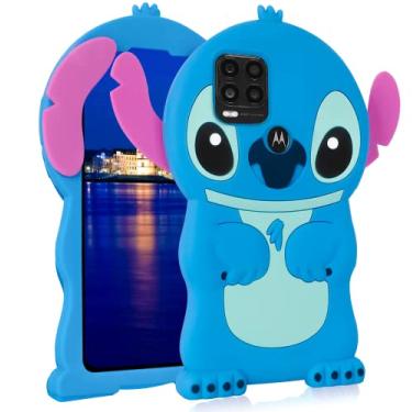 Imagem de Lupct Capa de silicone azul para Motorola Moto G Stylus 5G 3D desenho animado animal fofo engraçado capas macias Kawaii, capa de pele divertida para crianças adolescentes meninas meninos para Motorola