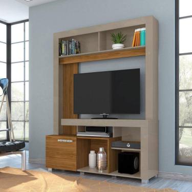 Imagem de Rack para TV até 50 Polegadas 1 Porta Flavia Madetec Cinza/Marromle