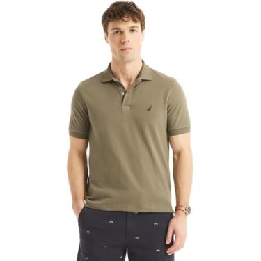 Imagem de Nautica Camisa polo masculina clássica de manga curta sólida, Empresa verde-oliva, GG