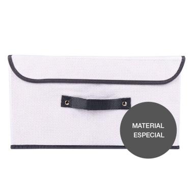 Imagem de Caixa Organizadora Tecido C/ Tampa Vizapi Un Classic P 30x23x17Cm Branco Cinza