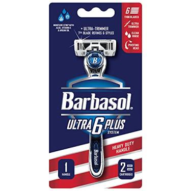Imagem de Barbasol Ultra 6 Plus Navalha masculina com 2 refis de lâminas de barbear (1 cabo + 2 cartuchos), Navalhas/Lâminas masculinas
