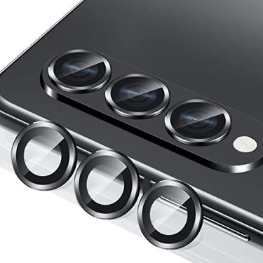 Imagem de [2 conjuntos com 6] Protetor de lente de câmera WYQLTD para Samsung Galaxy Z Fold 4, vidro temperado ultrafino resistente a arranhões com borda de alumínio (preto)