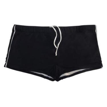 Imagem de Sunga boxer masculina de praia Águas Claras lateral larga com cordão ajustável e proteção UV50+-Masculino
