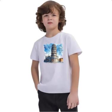 Imagem de Camiseta Infantil Torre De Pizza Watercolor - Alearts