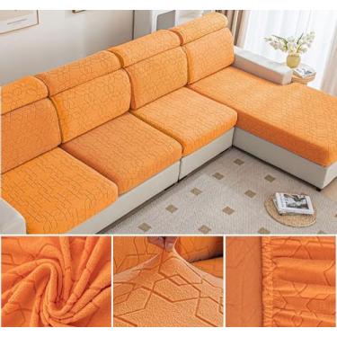 Imagem de Sofá De Estiramento Slipcover Sofá Capa Protetor De Móveis Sofá Macio Com Fundo Elástico Para Crianças, Poliéster Spandex Jacquard Tecido (A,Laranja10)