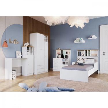 Imagem de Cama Infanto Juvenil com Estante e Protetores 90 House Art In Móveis - Branco