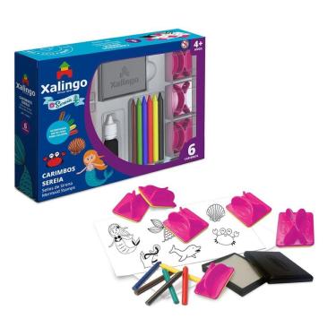 Imagem de Carimbo Almofada Desenho Sereia Com Giz De Cera Colorir