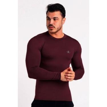 Imagem de Camiseta Térmica Manga Longa Masculina Peluciada Bordo-Masculino