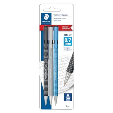 Imagem de Staedtler Triplus Micro, lapiseira com borracha de torção, pacote com 3, para desenho, engenharia, grafite de 0,7 mm, 77427BK3A6