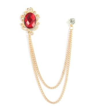 Imagem de Broche de lapela masculino com borla de gema elegante para pendurar correntes de colar broche para terno de carreira smoking de camisas gravata chapéu cachecol para namorado pai aniversário, Liga de