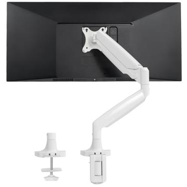 Imagem de VIVO Braço de monitor único resistente de alumínio premium para monitor Ultrawide de até 101.6 cm e 14.7 kg, suporte de montagem em mesa, altura pneumática, VESA máximo 100 x 100, branco, STAND-V101QW