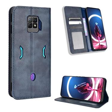 Imagem de Kukoufey Capa para ZTE Nubia Red Magic 7 Pro, capa para ZTE Nubia Red Magic 7 Pro NX709J capa flip couro PU azul