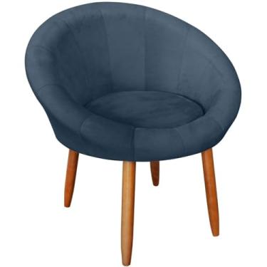 Imagem de Poltrona para Recepção Decorativa confortável tecido veludo confortável pés de madeira reforçado MOBLAN decor (AZUL)
