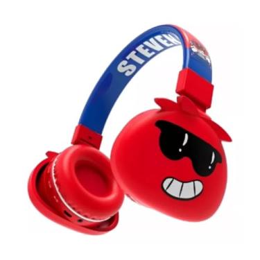 Imagem de Fone de Ouvido Bluetooth Infantil Mostrinhos Sem Fio Kids - 8 Modelos Divertidos com Conexão Bluetooth e Cabo Auxiliar, Ajuste de Altura e Design Dobrável - Conforto e Diversão (Vermelho)