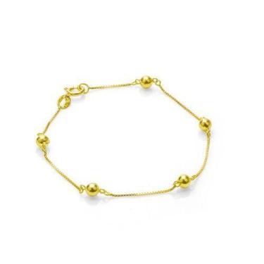 Imagem de Pulseira de ouro 18k Bolinha Veneziana Infantil - Elegancy Joias