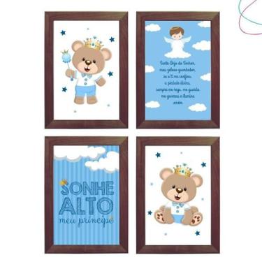 Imagem de Kit 4 Quadros Decorativos Infantil do Tema Ursinho Príncipe - Creative