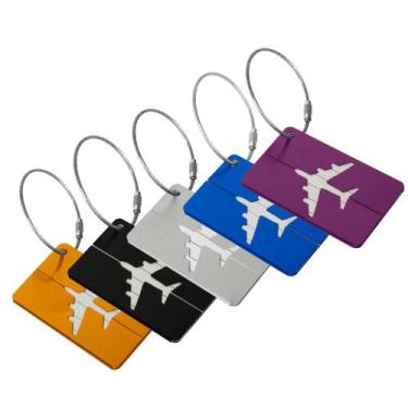 Imagem de Kit 5 Tags Etiquetas Para Mala Bagagem Viagem C/ Cabo Aço Resistente -