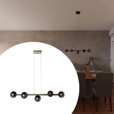 Imagem de Pendente Lustre Luminária de Teto Jabuticaba Com 5 Globos Vidro 10cm -