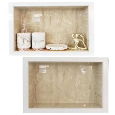 Imagem de Kit 2 Nicho Para Banheiro Em Porcelanato 40x30x10cm - PHZ, Travertino