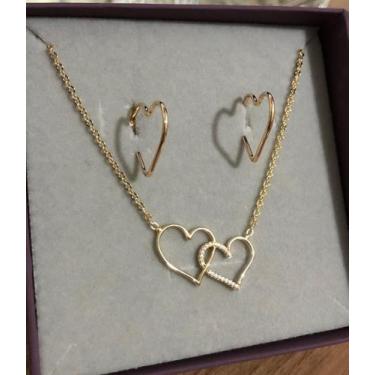 Imagem de Conjunto Rommanel gargantilha corações+ brincos coração 532113 526613
