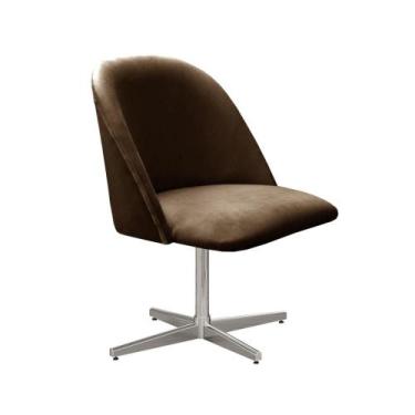 Imagem de Poltrona Gaia Pé Giratório Metal Cadeira Decorativa Sala, Escritório, 