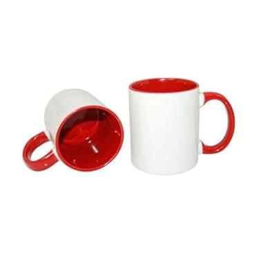 Imagem de Caneca de cerâmica em branco com sublimação interna e cor de aro revestida com café deslavável seguro para micro-ondas 325 ml tinta de transferência de calor 1 peça, Branco, 2