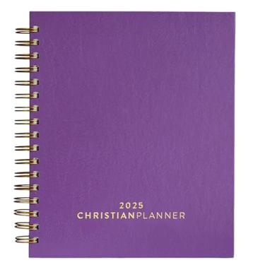 Imagem de Christian Planner 2025 - Diário da Bíblia e Livro de Gratidão 17,78 cm x 25,4 cm encadernado em espiral com papel ecológico certificado FSC - Organizador mensal, semanal, diário (ultravioleta)