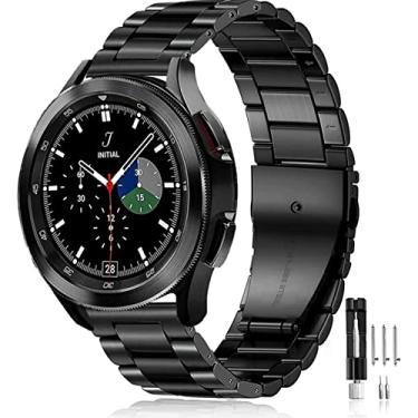 Imagem de Olytop Pulseiras para Galaxy Watch 4/6/7 Classic de 47 mm, 46 mm, 43 mm, 42 mm/5 Pro de 45 mm, Samsung Galaxy Watch 7/FE/6/5/4 de 44 mm e 40 mm, aço inoxidável de 20 mm, preta