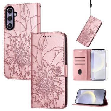 Imagem de Asuwish Capa de celular para Samsung Galaxy S24 Plus S24+ 5G com protetor de tela de vidro temperado e estampa floral, capa carteira de couro com suporte para cartão de crédito S24plus 24S + S 24 24+