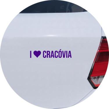 Imagem de Adesivo de Carro Eu Amo Cracóvia - I Love Cracóvia - Cor Roxo - Melhor