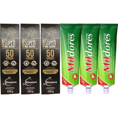 Imagem de Kit 3 Pomada 50 Ervas 150g + 3 Creme Para Massagem Mil Dores - Bio Ins