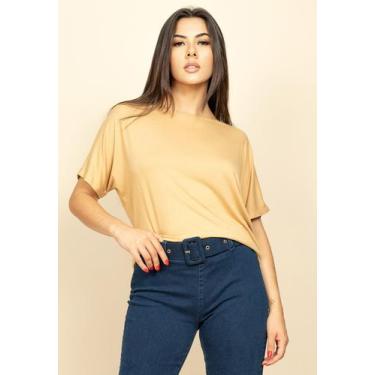 Imagem de Blusa Básica Morcego Malha Gola Canoa Manga Curta Capuccino - Amazonia